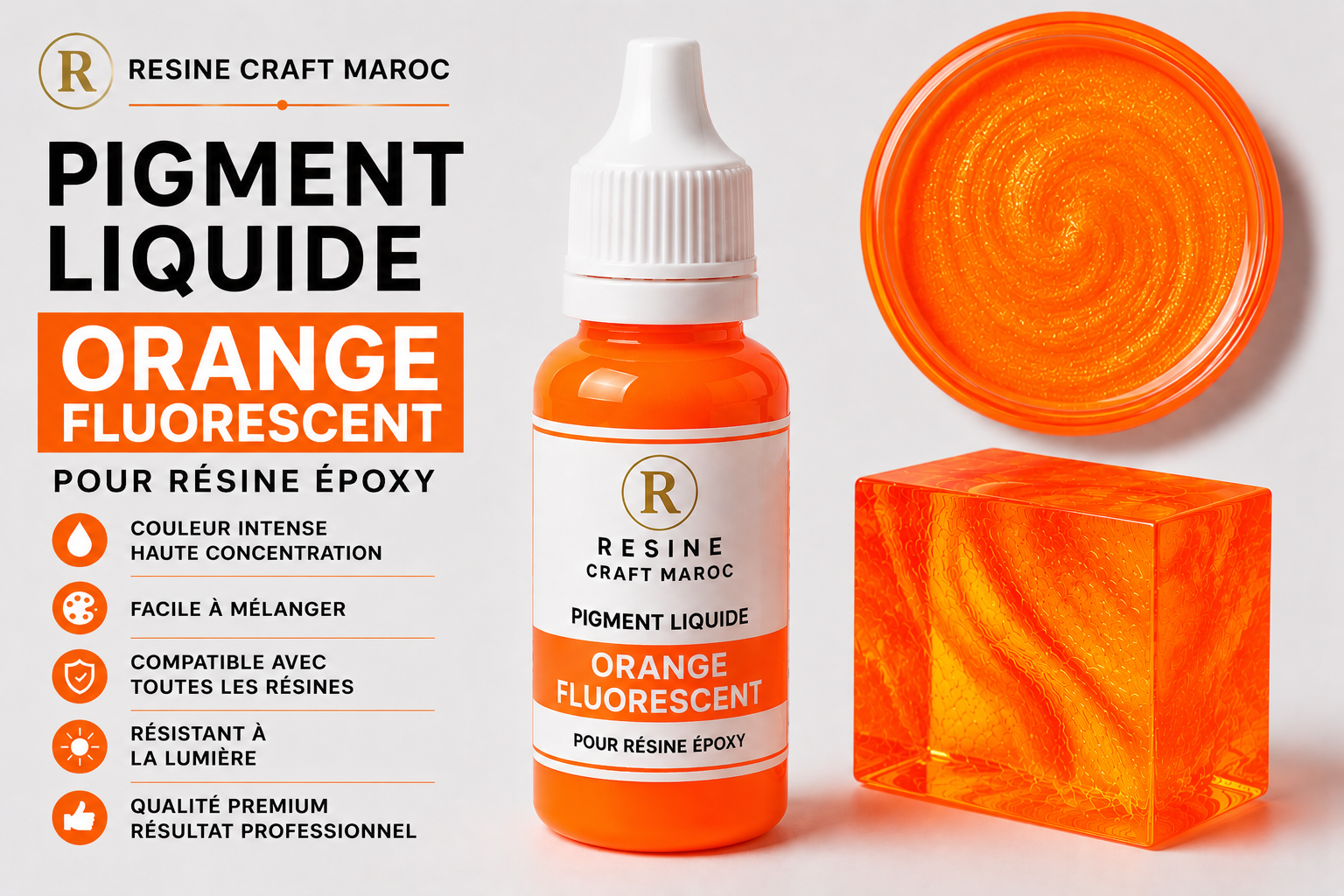Orange Fluorescent – Pigment Liquide pour Résine Époxy