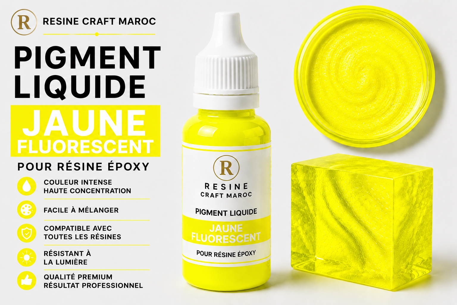 Jaune Fluorescent – Pigment Liquide pour Résine Époxy