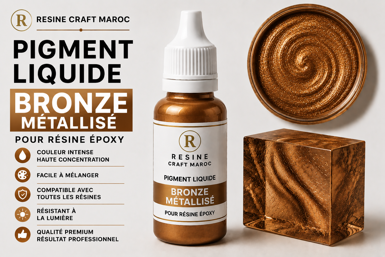 Bronze Métallisé – Pigment Liquide pour Résine Époxy