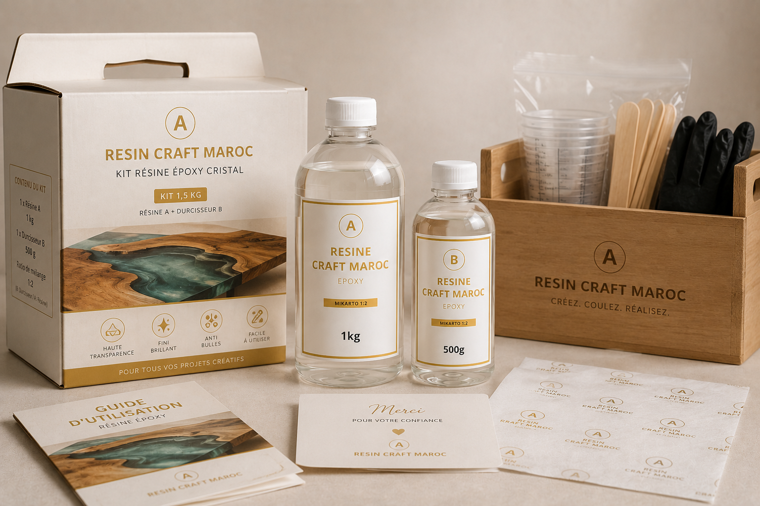 PACK 1 –Kit Résine Époxy Cristal – 1,5 kg
