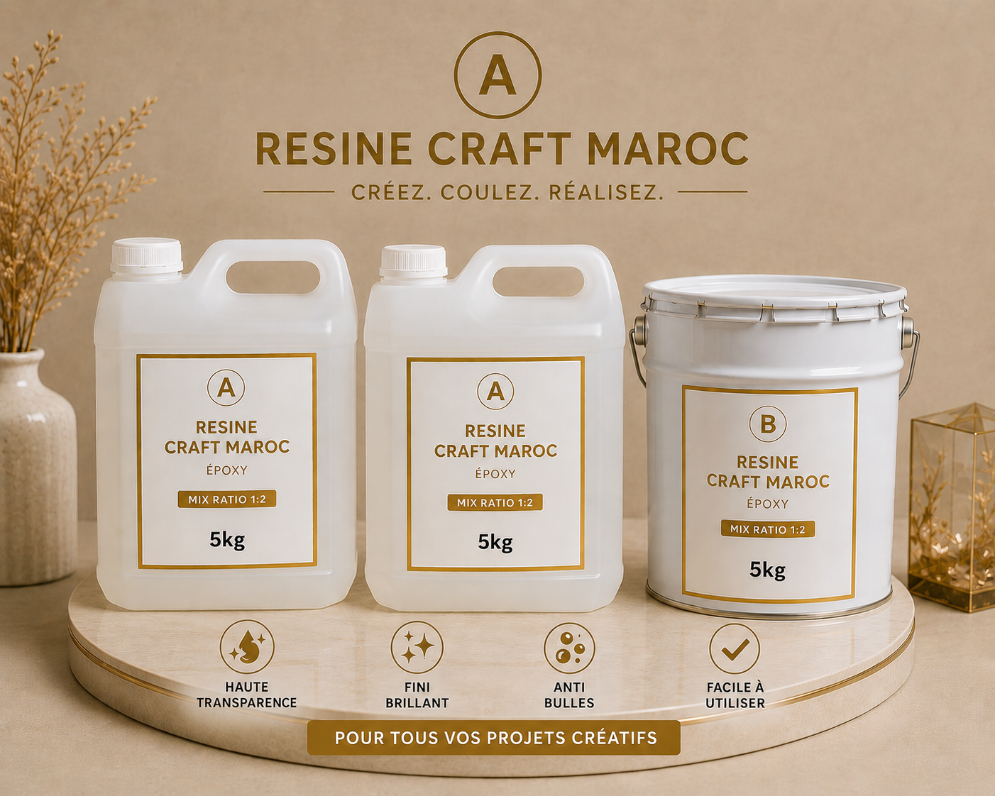 PACK 5 – Kit Résine Époxy Cristal Professionnel – 15 kg